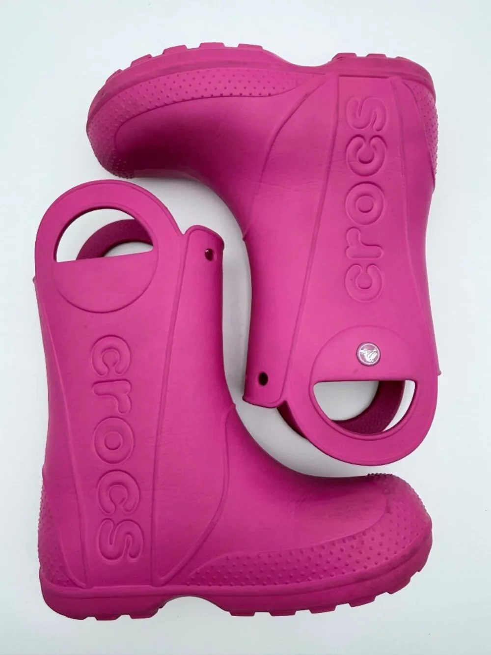 Crocs Kids Handle It Rain Boots Pink Lightweight Waterproof Durable Size J2